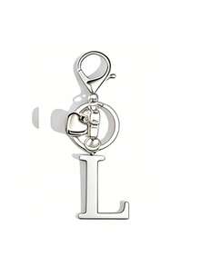 Premium Fashion Silver Metal Heart-Shaped Letter Keychain, A-Z 3D Letter Pendant, Stylish Alloy Keychain, Backpack Charm Car Keychain, Classic Minimalist Keychain For Women's Daily Use, Decorative Accessory, Perfect Gift For Friends, Family, Couples, Girlfriend, Special Occasions, Mother's Day - Multicolor - View 32
