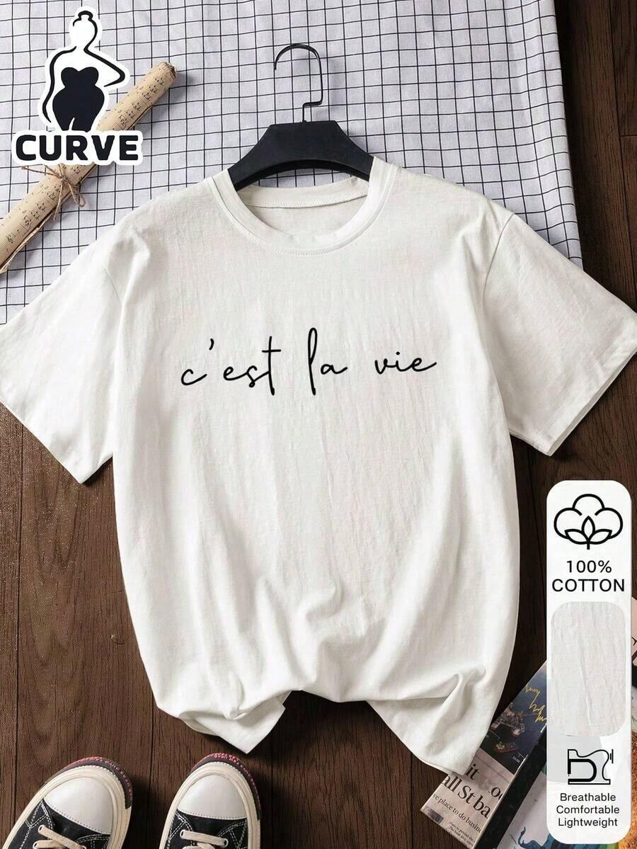 100% Cotton Short Sleeve Blouse With Lobster Print, Plus Size, Summer Style Graphic Tee, Vacation Wear, Travel Wear, Beach Style, Minimalist Holiday Clothes QUGV - 白色 6 - 查看 1