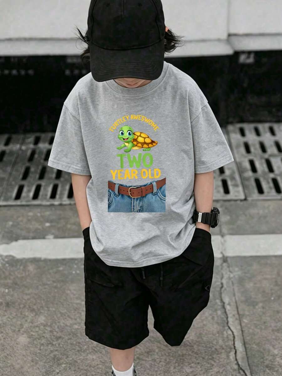 Amazing Two-Year-Old Turtle Kids T-Shirt - Grey - View 1