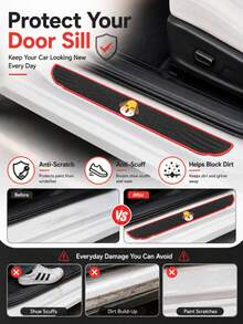4Pcs Cute Cartoon Car Door Sill Protector Strip, PVC Anti-Scratch Threshold Protection Sticker, Non-Slip Waterproof Universal Auto Door Edge Guard, Anti-Scratch PVC Threshold Protector,Car Interior Decoration Accessories,Cartoon Car Decoration - A - View 11