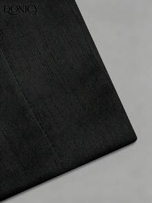 DONICY Women's Black High-Waisted Fitted Shorts, Structured Fabric With Cuffed Hem, Suitable For Office And Casual Wear In Summer - Black - View 5