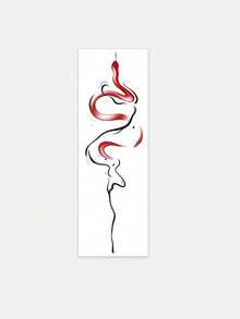 1 Tattoo Sticker - Red And Black Ink Gradient Abstract Snake Minimalist And Unique Vertical Tattoo Design. Temporary Tattoo Sticker. Washable PVC. Waterproof And Sweat-Resistant. Suitable For Hands, Arms, Waist, Abdomen, Back, Legs. Non-Reflective. Simulated Tattoo Design. Suitable For Travel, Music Festivals, Games, Graduation Gifts. Daily Use. For 3-5 Days. - Multicolor - View 4