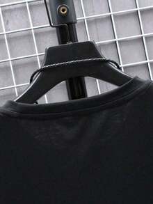 ChristmasPlus Size Men's Simple Letter Print Round Neck Short Sleeve Casual-ShirtHot Item - Black - View 4