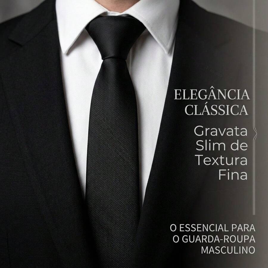 Men's Tie In A Solid Color, Matte Finish, Fine Texture, Ideal For Formal Suits, Weddings, Grooms, A Professional And Sophisticated Look. - 黑色 - 查看 1