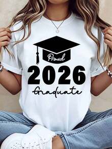 Graduation T-Shirt With Graduation Cap Design 2026 For Graduation Celebration 220g - White - View 8
