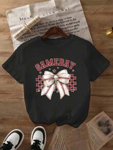 Baseball, Basketball, And American Football Graphic T-Shirt For Boys And Girls, Game Day, Sizes 3Y-13Y, E642803 Gift For Kids - 黑色 - 查看 1