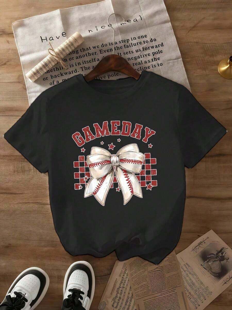 Baseball, Basketball, And American Football Graphic T-Shirt For Boys And Girls, Game Day, Sizes 3Y-13Y, E642803 Gift For Kids - 黑色 - 查看 1