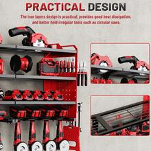 4 Layer Power Tool Organizer Wall Mount With Charging Station, Heavy Duty 12 Drill Holder For Cordless Drill & Battery Tools, Storage Rack For Garage Organization, Workshop Charging Workstation,Holiday Men Gift & Dad Gift,Yellow - View 8