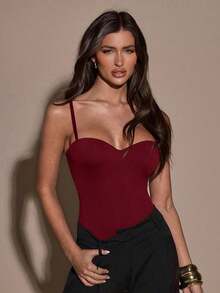 Body de mujer de unicolor y sexy - Burdeos - Ver 5