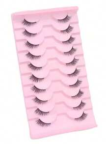 10 Pairs Cat Eye Cross-Shaped Elongated Black Eyelashes, Suitable For Daily And Date Makeup - Black - View 2