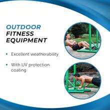 Pull Up Bar Tower & Dip Station, Free Standing Outdoor Home Gym Equipment, Green - Adjustable And Portable Workout Stand For Calisthenics Body Weight Training - Default - View 6