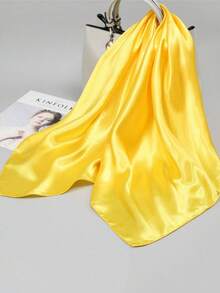 1pc 90cm X 90cm Fashion Versatile Multifunctional Scarf, Solid Yellow Large Square Shawl Sunscreen Wrap Headscarf - Yellow - View 7