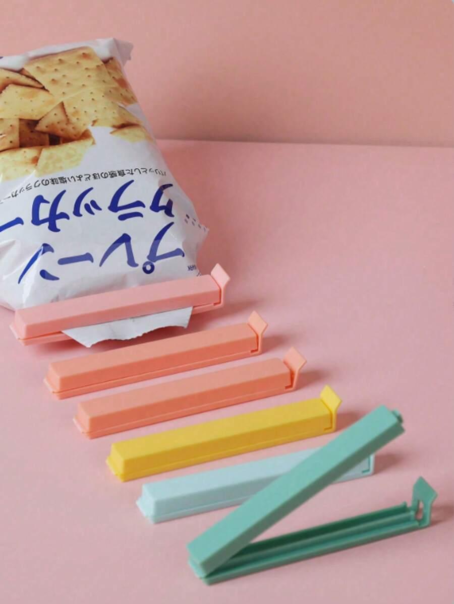 6 pièces Nouveaux clips de scellage de sac de conservation alimentaire portable, accessoires d'outils, couleur aléatoire, élément essentiel de cuisine - Multicolore - Voir 1
