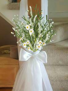 1件人造小菊花尤加利葉裝飾，人造植物，門飾，人造花，40cm/15.7in，18cm/7.1in，學校宿舍辦公室裝飾，派對活動節日生日派對裝飾，婚禮季節裝飾，居家入口酒店餐廳 - 彩色 - 查看 10