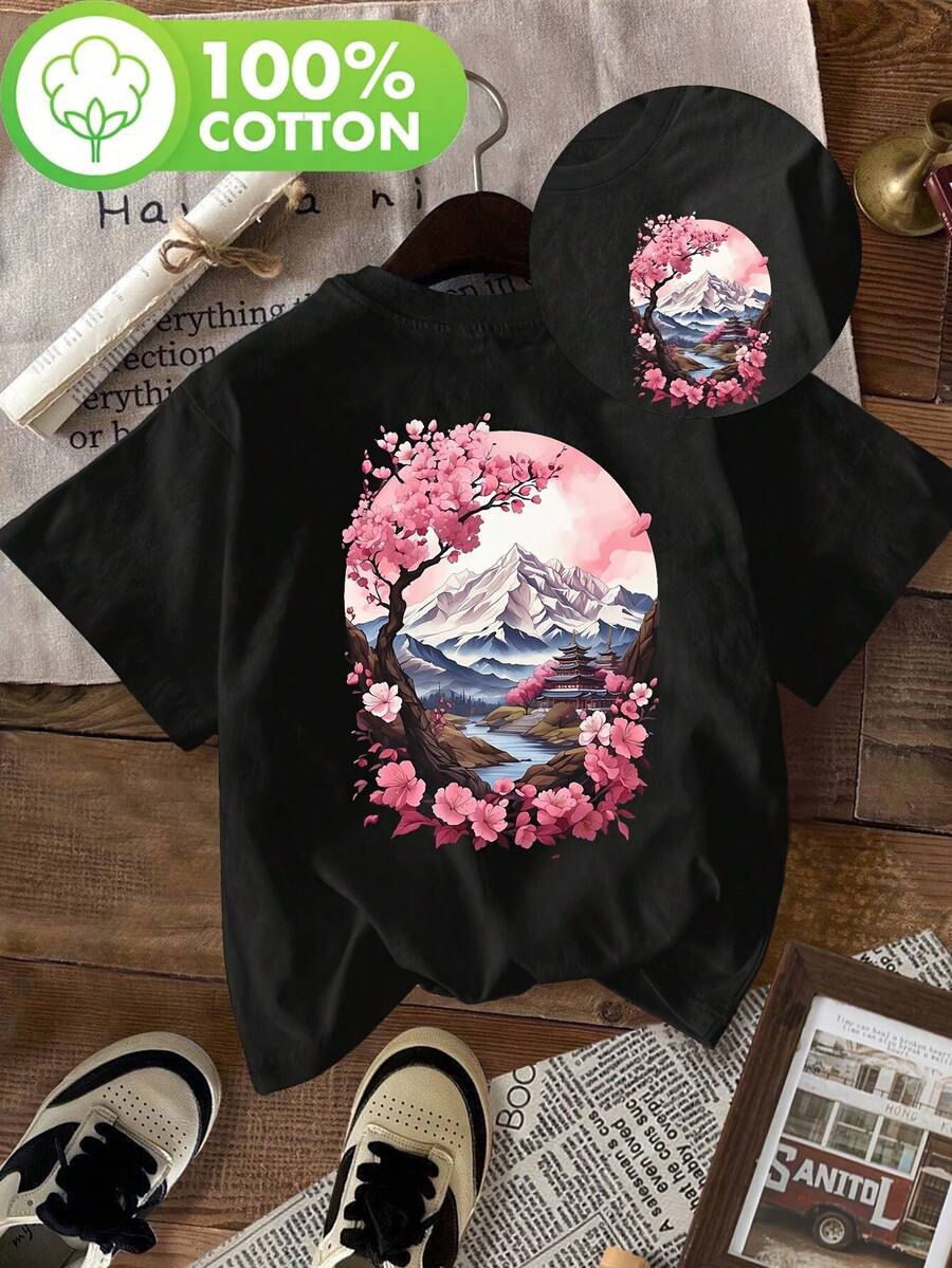 Women's T-Shirt For Spring And Summer - 黑色 - 查看 1