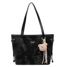 Korean Version Of The Simple Temperament Large-Capacity Commuter Shoulder Bag Women's Fashion High-End Sense Of Small Fresh And Versatile Underarm Tote Bag - Black With Bear Head Knot - View 1