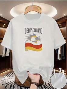 EU Popular Germany Football Style Pure White Short Sleeve Casual Tee, Trikot Fußball Deutschland, The Neighbourhood, Deutschland Trikot, Deu - Style1 - View 7