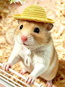 Topi Jerami Kecil untuk Hewan Peliharaan, Dapat Diatur Ukurannya, Topi Matahari Mini Berwarna-warni, Topi Anyaman Rotan, Dekorasi untuk Hamster, Kadal, Hamster Emas, Burung Beo, Burung, Topi Kertas Rotan Buatan Tangan, Penutup Kepala - MultiWarna - View 5