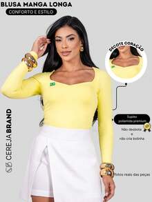 Women's World Cup Long Sleeve Blouse Brazil Night Yellow - 黃色 - 查看 3