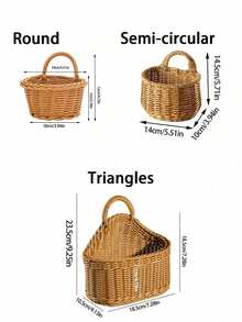 1pc Handwoven Rattan Wall Hanging Storage Basket, Kitchen Utensil Holder, Woven Hanging Basket With Handle, Multi-Purpose Organizer For Spatula, Chopsticks, Fruit, Vegetables, Home Decor - Multicolor - View 4