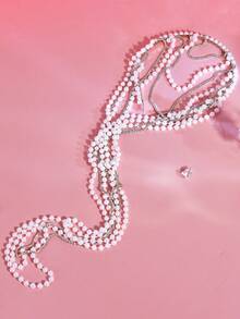 1 pieza Diadema elegante y encantadora hecha a mano con borla de perlas, accesorio para el cabello de novia adecuado para boda, fiesta, celebración, fotografía, festival de música - Plateado - Ver 3