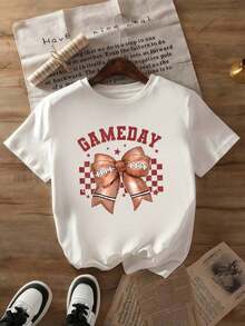 Baseball, Basketball, And American Football Graphic T-Shirt For Boys And Girls, Game Day, Sizes 3Y-13Y, E642803 Gift For Kids - 粉色 - 查看 1