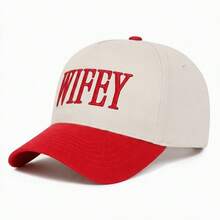 1pc Adjustable "WIFEY" Embroidered Colorblock Baseball Cap, Casual Sun Protection Hat Suitable For Spring/Autumn Travel & Beach, Y2K Style Gift For Young People - Baseball Cap - View 16