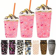 3pcs Reusable Neoprene Iced Coffee Cup Sleeve, Fits Large Cups, Compatible With Various Brands Of Iced Tea And Coffee Cups, Suitable For Hot And Cold Drinks, Great For Valentine's Day - Multicolor - View 1