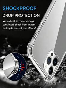 This Large Lens Opening Phone Case Is Compatible With All Apple Device Models. It Features Built-In Corner Airbags For Anti-Drop Protection, Effectively Cushioning Impact From Falls And Providing All-Round Protection Against Scratches And Collisions. The Extra-Large Lens Opening Design Accommodates Multi-Camera Setups Without Affecting Photography Or Flash Usage. The Raised Edge Design Prevents Screen And Lens From Wearing Down When Placed Flat. - Clear - View 2