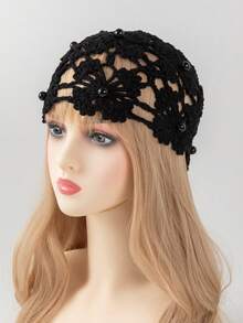 1 chiếc mũ len móc rỗng hình bướm đính ngọc trai thời trang nữ, mũ beanie nhẹ nhàng cho mùa xuân/thu, phù hợp với phong cách boho, đi biển và mặc hàng ngày. - A - Xem 17