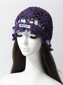 1 chiếc băng đô cài tóc kiểu Boho móc len đính sequin thủ công dành cho nữ, nhẹ, thoáng khí, kiểu dáng rỗng, thích hợp cho mùa xuân/hè, thời trang và đa năng. - Mũ len - Xem 7
