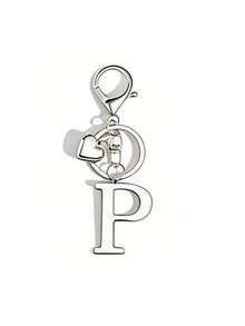 Premium Fashion Silver Metal Heart-Shaped Letter Keychain, A-Z 3D Letter Pendant, Stylish Alloy Keychain, Backpack Charm Car Keychain, Classic Minimalist Keychain For Women's Daily Use, Decorative Accessory, Perfect Gift For Friends, Family, Couples, Girlfriend, Special Occasions, Mother's Day - Multicolor - View 20