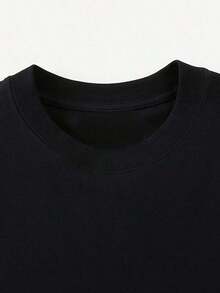 T-shirt imprimé de marque rétro américaine pour homme, t-shirt d'été pour jeunes en pur coton épais à manches courtes. - Noir - Voir 3