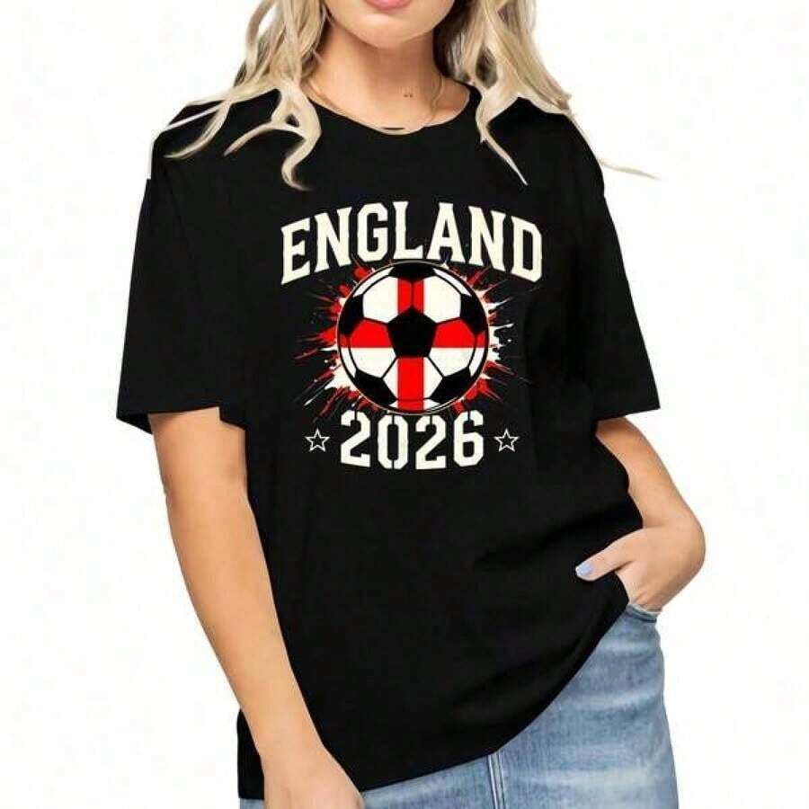 England 2026 Back Print T-Shirt - Tropical Gift For England Fans - Black - View 1