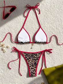 Random Floral Print Bikini Set For Beach Vacation - Multicolor - View 2