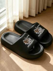 Pantuflas de casa cómodas, suaves y versátiles de suela gruesa antideslizante y antiolor de EVA para mujeres, en color negro minimalista (se recomienda pedir una talla talla grande grande para un mejor ajuste) - Negro - Ver 6