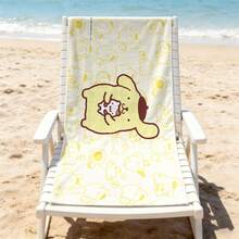Sanrio Pompompurin Beach Towel With All-Over Pompompurin Line Art Print Ultra Soft Beach Towel, Perfect For Pool, Summer Beach And Travel - A - View 2