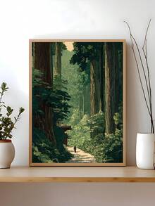 1 Peça Pôster de Ciclismo Japonês Vintage, Arte de Senhora Idosa em Floresta Verde, Impressão Botânica, Presente de Festival, Adequado para Quarto, Sala de Estar, Dormitório, Artes de Parede, Decoração de Parede, Decoração de Casa, Decoração de Quarto, Arte de Parede em Tela, Pôsteres, Arte de Parede com Moldura, Moldura Opcional - 1 peça - Visão 1