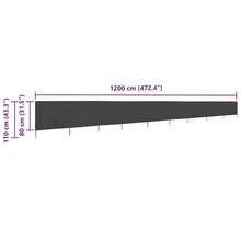 9-Panel Beach Windbreak, Anthracite Grey Fabric, 1200x80cm - A - View 6