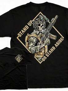Camiseta de algodón puro para hombre con estampado divertido, ropa para hombre, ¡Levántate o pasate de largo!Esta camiseta es una audaz declaración de estilo militar, un regalo perfecto para ella o él, una prenda de moda urbana de cuello redondo, ideal para conjuntos de verano, ropa urbana, estilo Y2K. - Rosa - Ver 1
