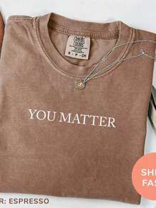1 Piece Of Women's "You Are Important" T-Shirt With Inspirational Print - Soft Washed Cotton Short-Sleeve T-Shirt In Brown, Suitable For Casual Daily Wear And The Beach - Clothing That Promotes Self-Love, Confidence, And Positive Energy - Shipped From A Local Warehouse, Urban Style, Simple Design, High-Quality T-Shirt, Fashionable For Personal Care. Loose And Comfortable Summer Tops, 180g, 100% Cotton - 灰色 - 查看 9
