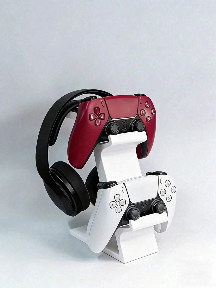 1 chiếc giá đỡ tay cầm chơi game và tai nghe, giá đỡ tay cầm chơi game đa năng, có thể chứa 2 tay cầm chơi game và 1 tai nghe, giá lưu trữ tay cầm chơi game 3 trong 1, chất liệu nhựa bền, phù hợp để sắp xếp bàn làm việc, hộp lưu trữ máy chơi game, hộp lưu trữ nhỏ gọn - Nhiều màu - Xem 1