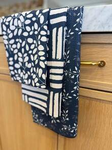 Desert Aqua || 3 Pack|| Kitchen Towels || Dish Towels || Tea Towels || Highly Absorbent || Hanging Loop || Dish Cloths || Modern || Designer Prints (Navy/Tan) - ColorM - Xem 3