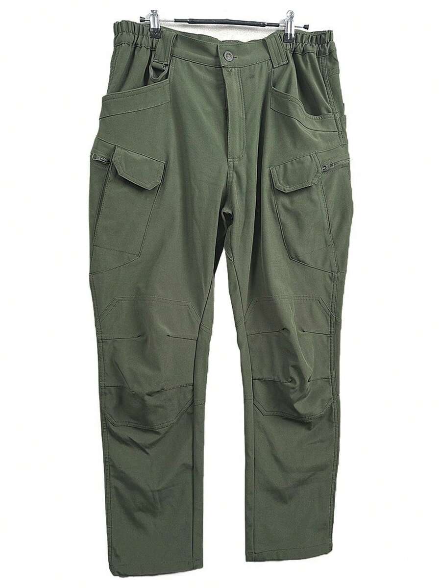 Pantalones tácticos multibolsillos para hombres activos y ocupados - Verde militar - Ver 1