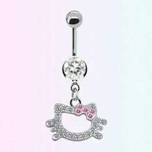 1件 Sanrio Hello Kitty 肚臍環 Y2K 時尚合金肚臍飾品，精緻百搭裝飾吊墜，粉色水晶裝飾，時尚女性身體飾品，生日與情人節理想禮物，適合婚禮、舞會、節日派對 - 彩色 - 查看 13