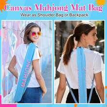 1Pc 34 Inch Long Blue Canvas Mahjong Mat Storage Bag, Cute Double‑Strapped Drawstring Mahjong Holder, Lightweight Portable Board Game Carrying Pouch, Wear‑Resistant Canvas Fabric, Drawstring Closure Design, Space‑Saving Foldable Structure, Suitable For Home Leisure, Family Game Nights, Friend Gatherings, Outdoor Picnics, Beach Activities, Road Trips, Travel Board Game Storage, Mahjong Club Events, Holiday Parties, Camping Entertainment, Ideal For Mahjong Players, Board Game Enthusiasts, Hobby Lovers, Family Members, Gift For Birthday, Holiday, Housewarming, Game‑Themed Occasions, Christmas (Mat Not Included) - Blue - View 5
