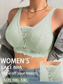 Plus Size Women Lace Patchwork Seamless Underwear, Suitable For Daily Wear In Various Occasions - Lime Green - View 2