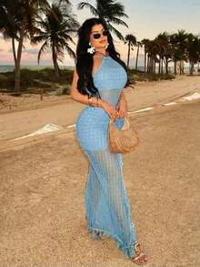 Women Midi Dresses - Blue - View 4
