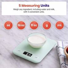 Food Kitchen Scale, Digital Grams And Ounces Weight Loss, Baking, Cooking, Keto And Meal Prep, LCD Display, Medium, Green - Mint Green - View 3