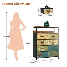 Tall 8 Drawer Chest With Double Shelves Large Storage For Bedroom Home - Retro Prints - View 3